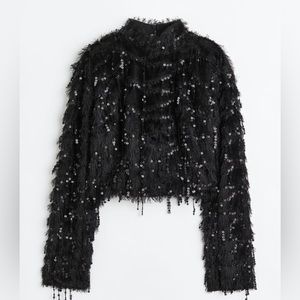 Black Sequined Crop Top